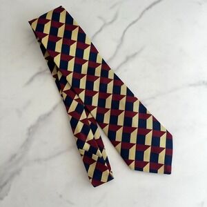 Vintage 1990s Innocenti for Tom James Silk Tie Burgundy Navy‎ Gold Italy